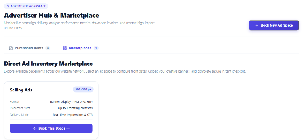 Advertiser Hub & Direct Ad Inventory Marketplace